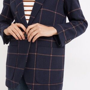 Madewell Navy Plaid Blazer